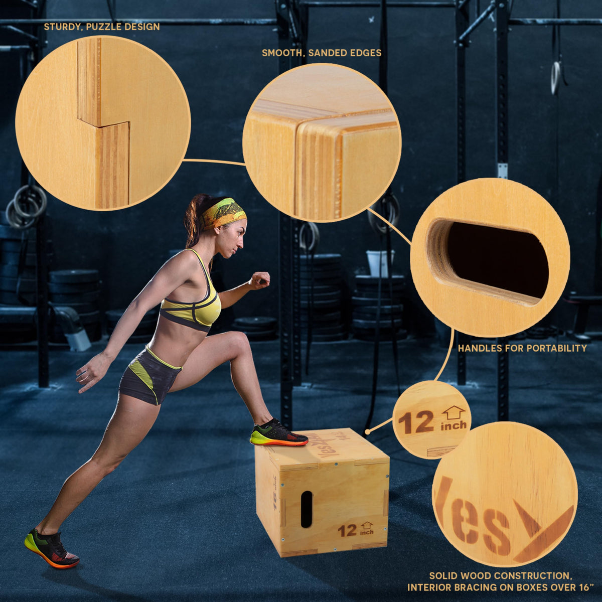 3-in-1 Wooden Plyo Box Q553