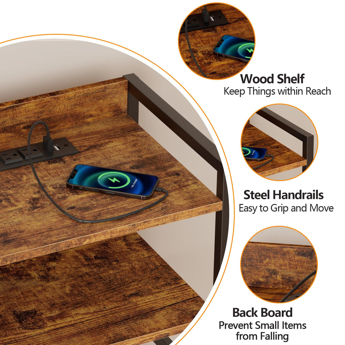 4 Drawer Night Stand with Charging Station V752