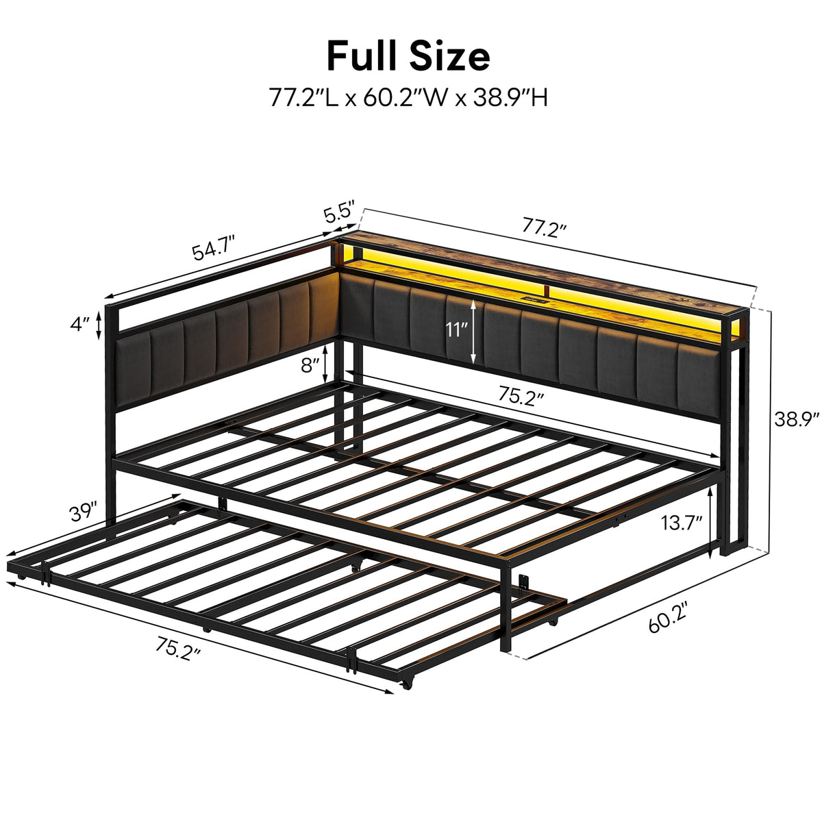 Black Full Daybed with Trundle U120