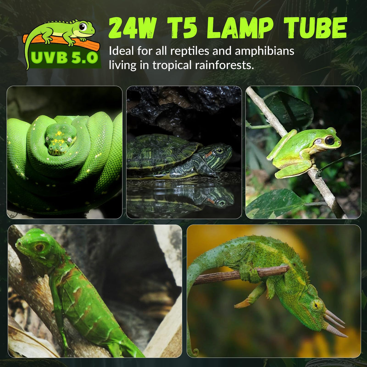 24W T5 5.0 UVB Reptile Light Fixture Combo Kit A37301