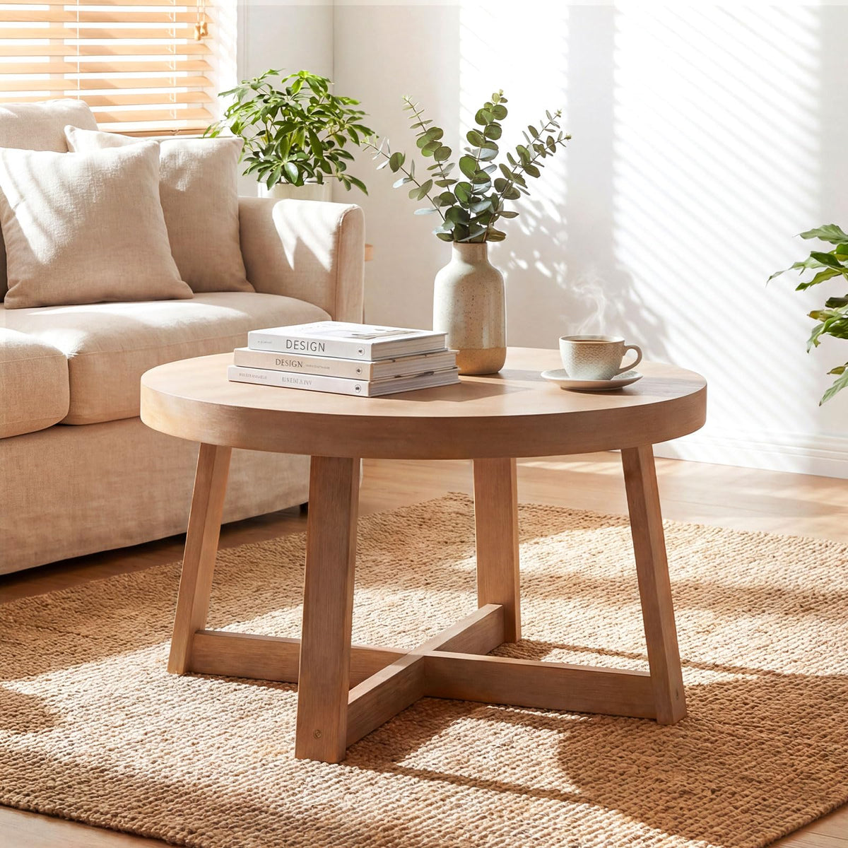 Round Wood Coffee Table O438326