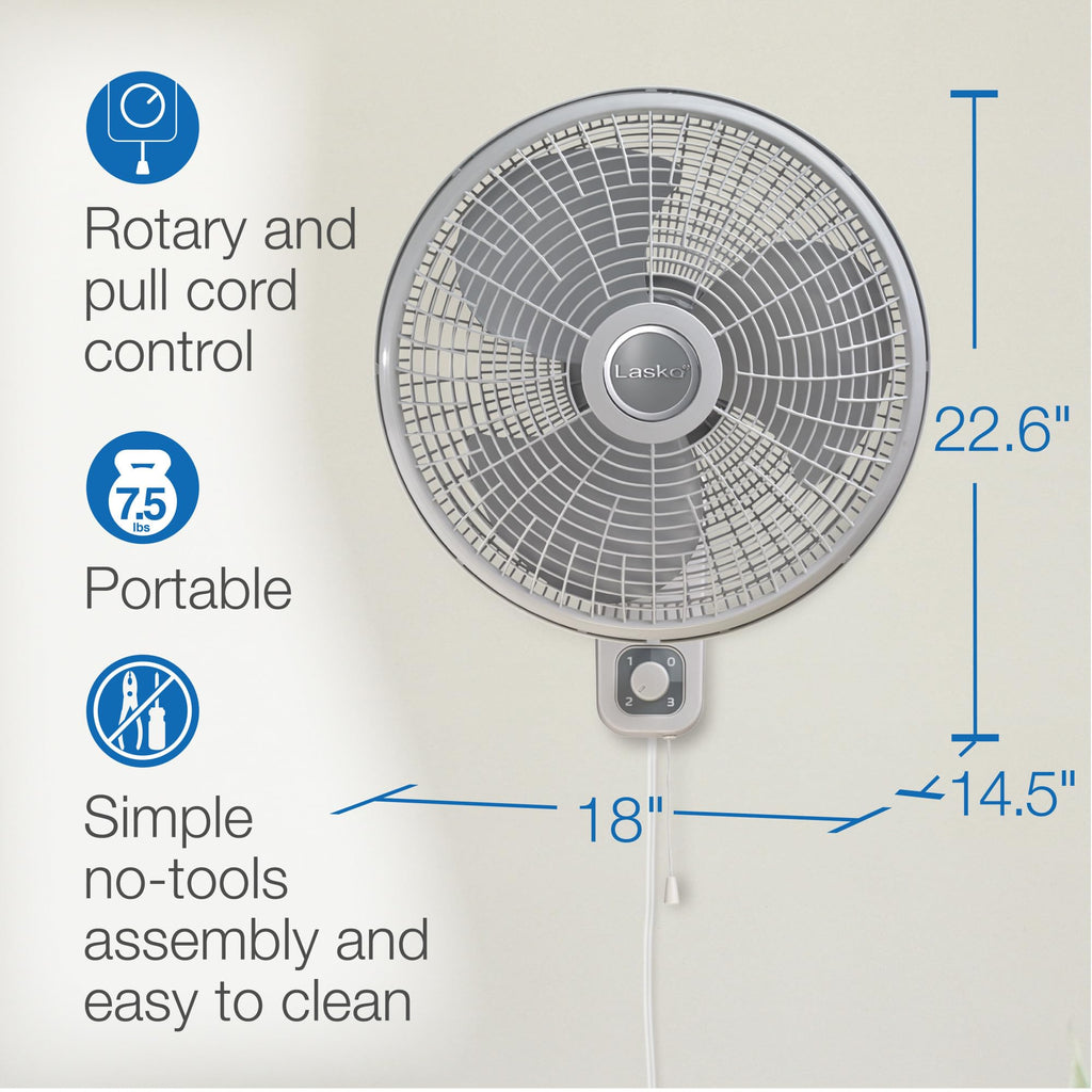 16" 3-Speed Oscillating Wall Mount Fan H181