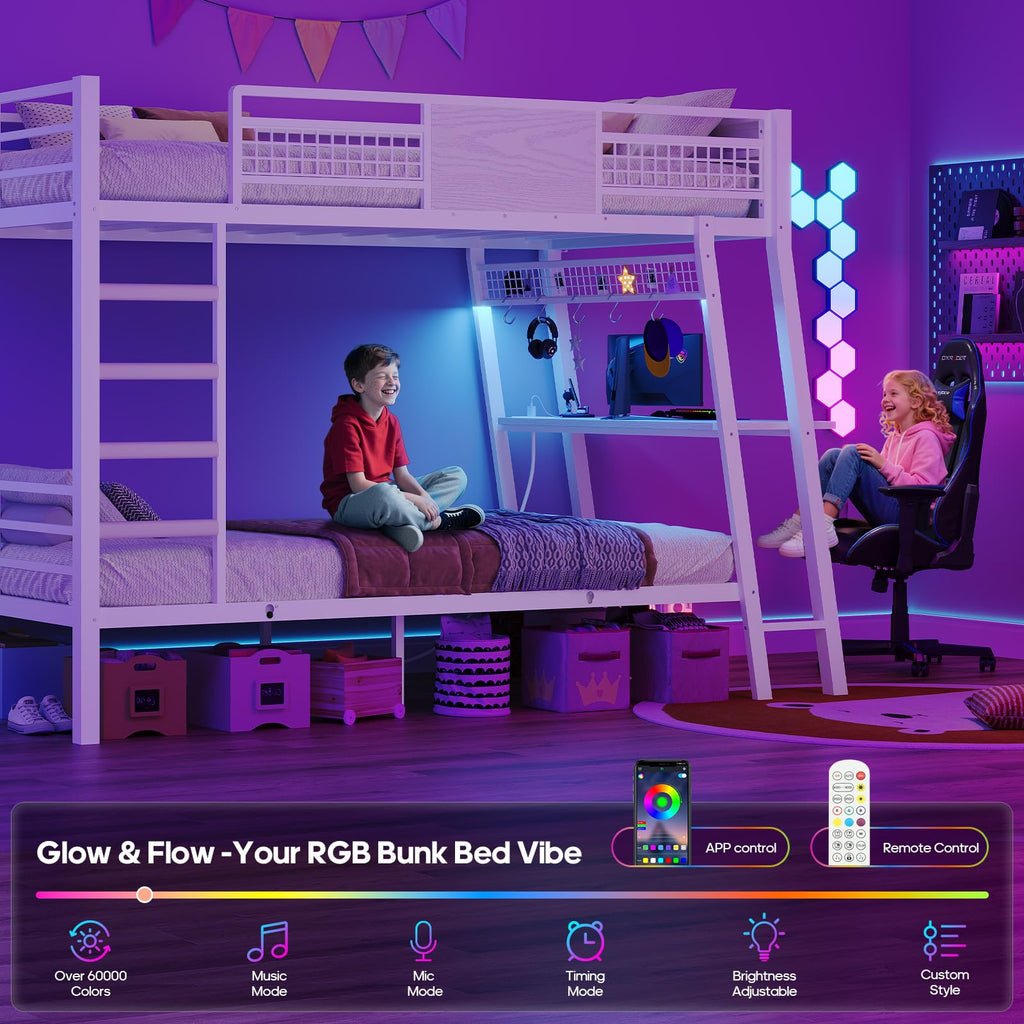 Twin Over Twin Bunk Beds with Desk F168