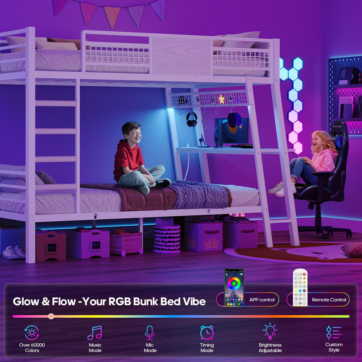 Twin Over Twin Bunk Beds with Desk F168