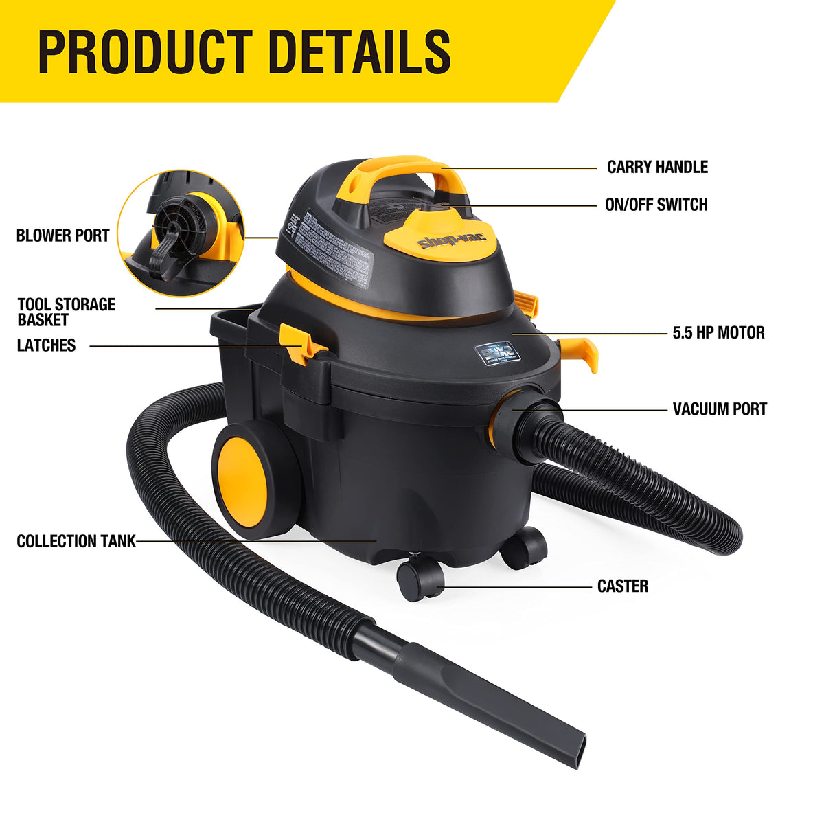 4 Gallon 5.5 Peak HP Wet/Dry Utility Vacuum with Cart I196141