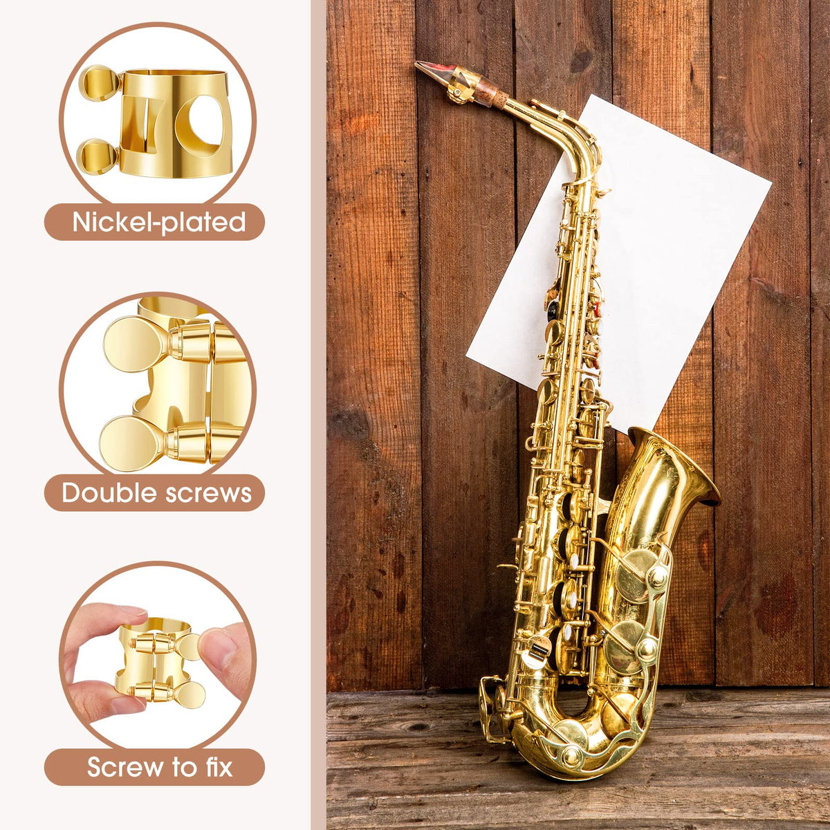 2 Pcs Gold Alto Saxophone Ligature L308539