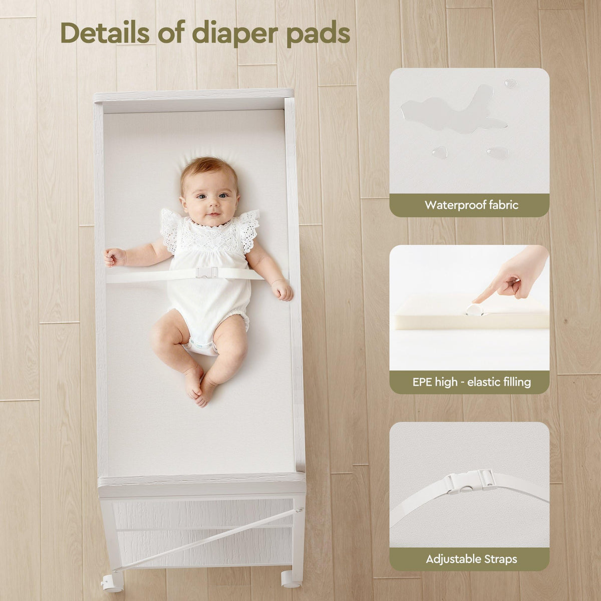White Baby Changing Table with Pad G632563