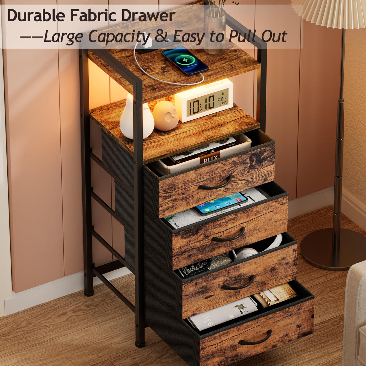 4 Drawer Night Stand with Charging Station V752