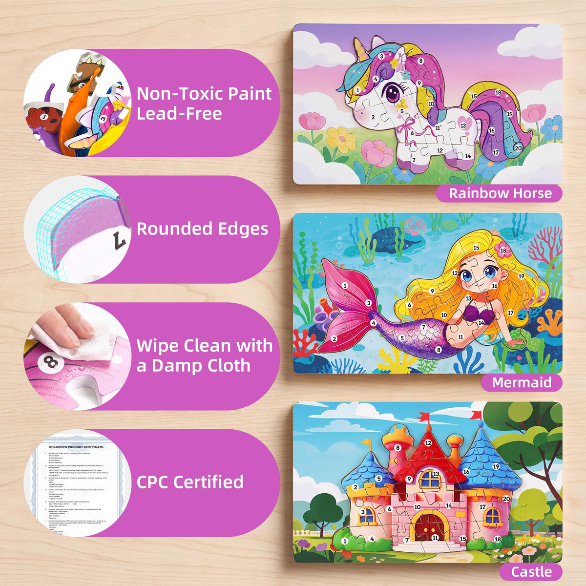 Wooden Puzzle for Toddlers Age 3-5 A282913