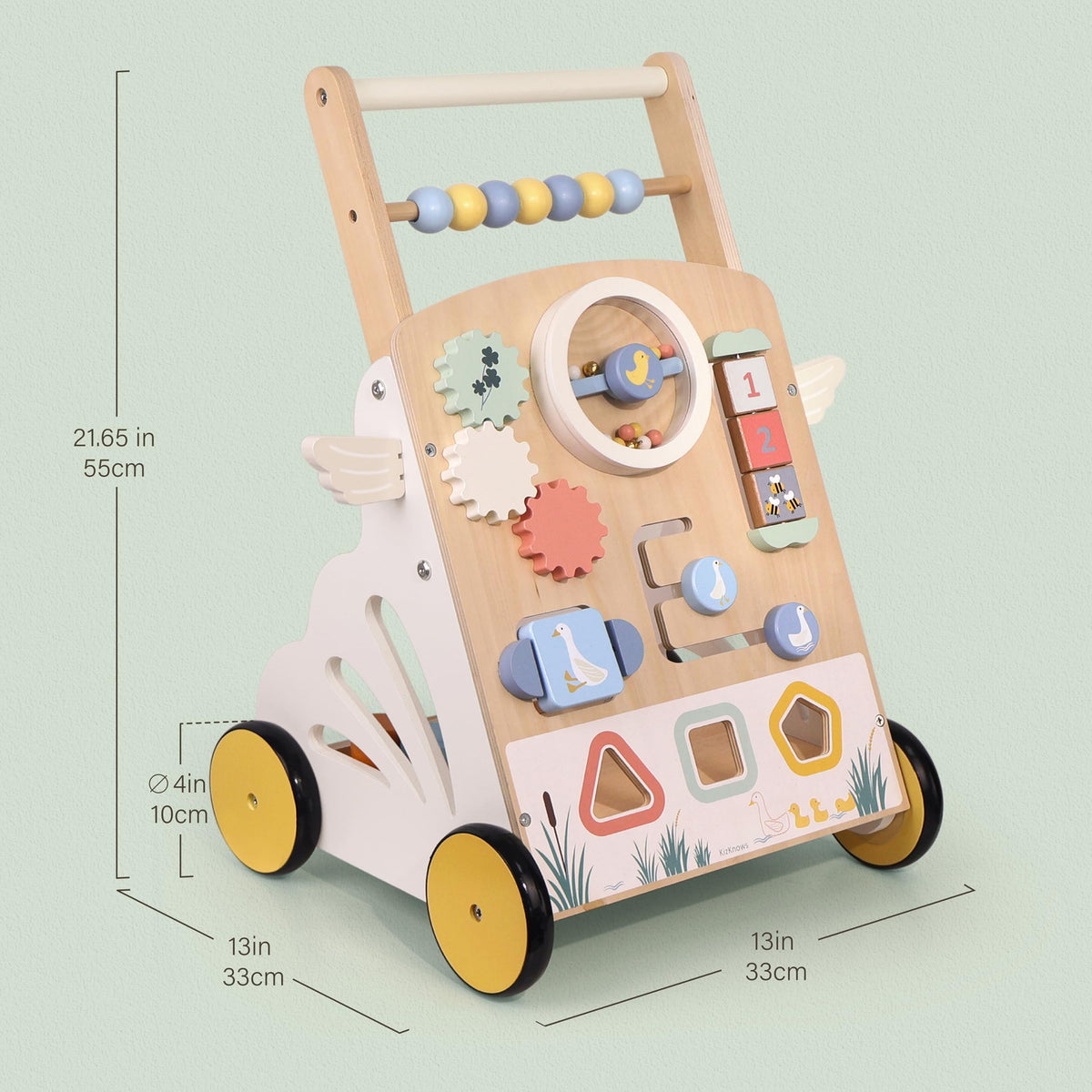 Wooden Baby Walker, Speed Adjustable Push Walker B1399