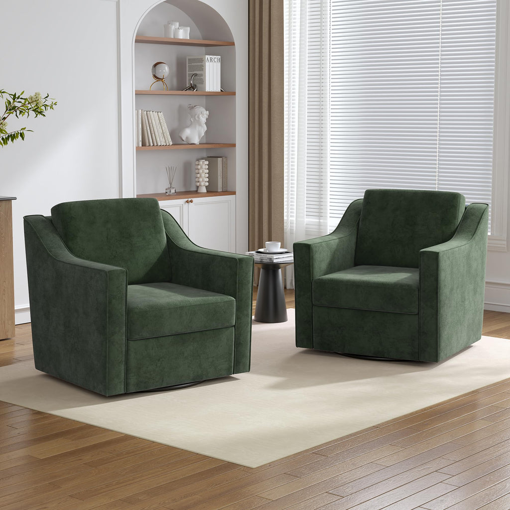 Green Swivel Accent Chairs Set of 2 M881