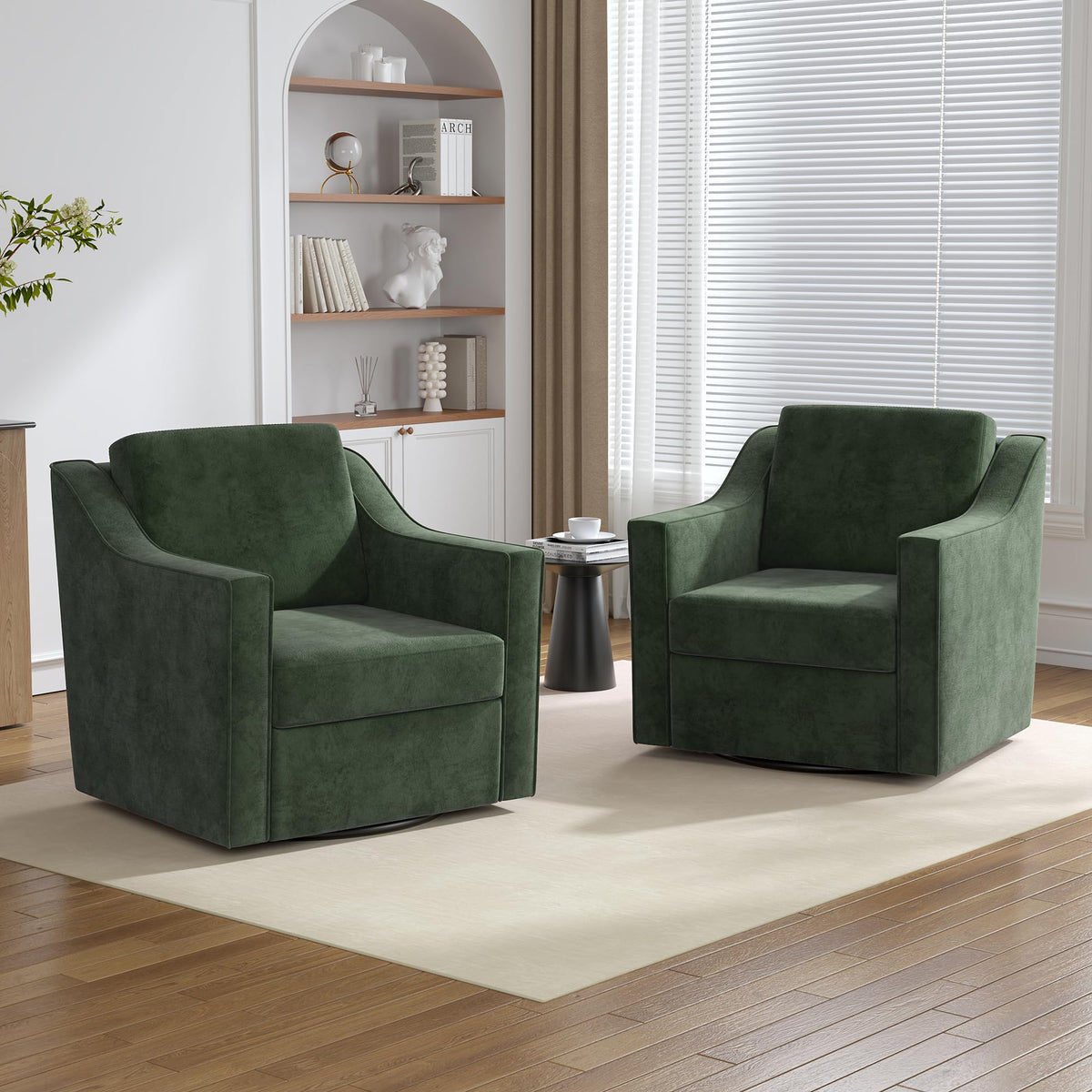 Green Swivel Accent Chairs Set of 2 M881