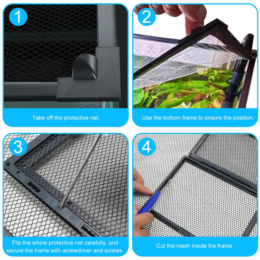 Magnetic Aquarium Net Cover with Feeding Window A35358
