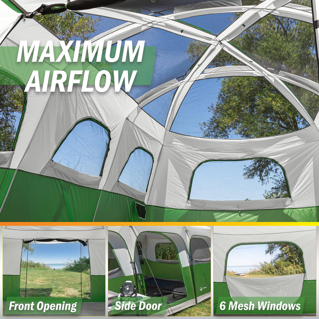 10-12 Person Camping Tent with Room Divider and Carry Bag F193