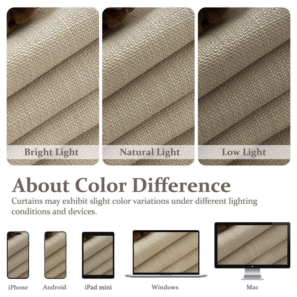 86 Inch Blackout Linen Blend Insulated Curtain 2 Panels Set C8833