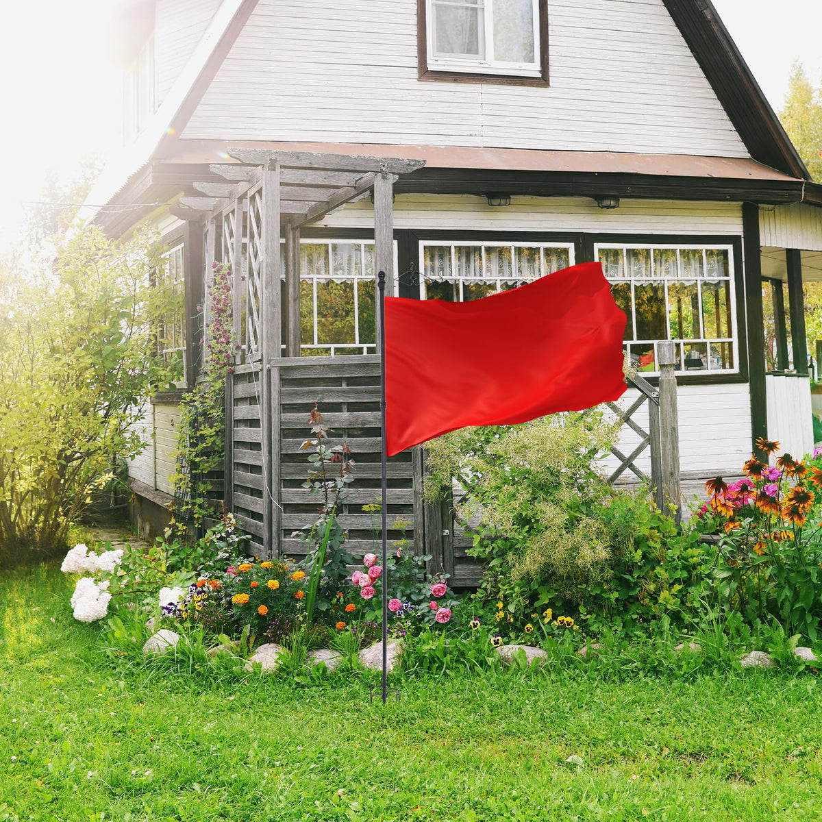 Heavy Duty in Ground Flag Pole Holder with 5 Prongs Base R1025
