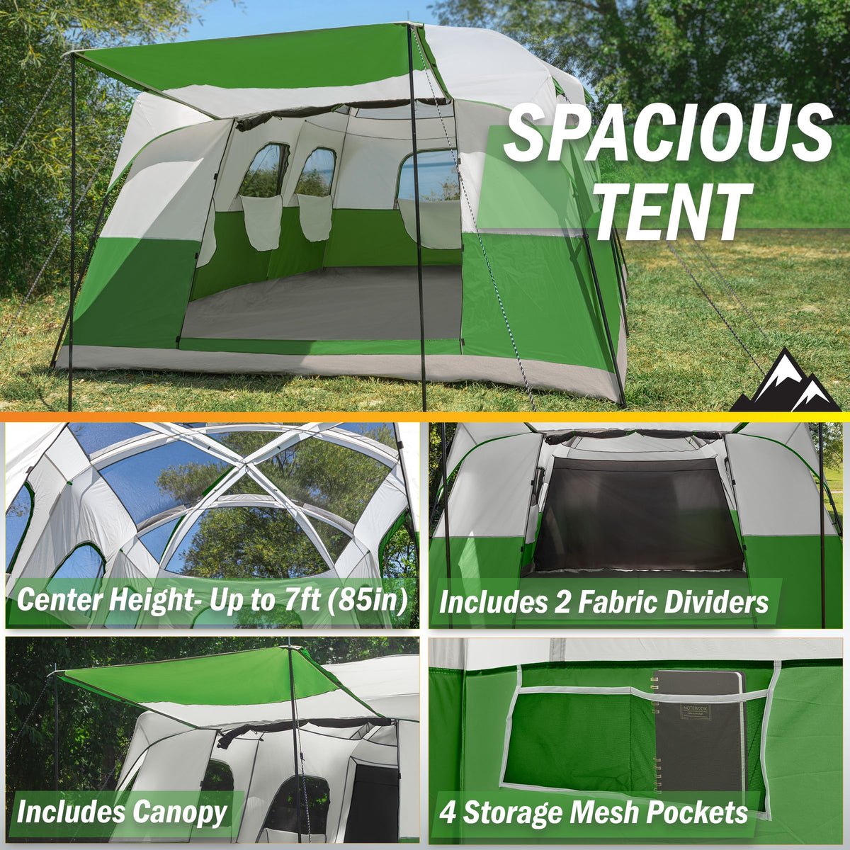 10-12 Person Camping Tent with Room Divider and Carry Bag F193