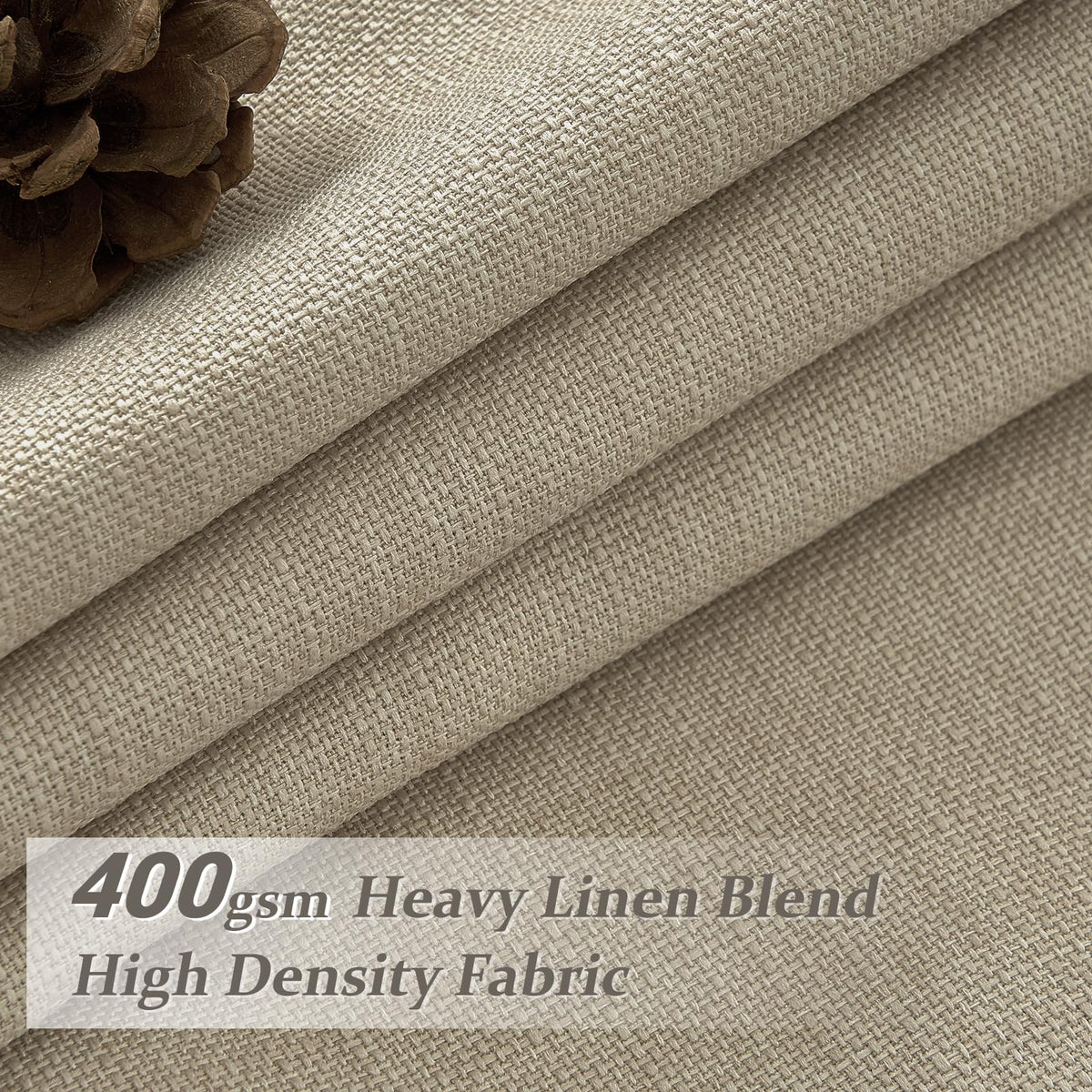 86 Inch Blackout Linen Blend Insulated Curtain 2 Panels Set C8833