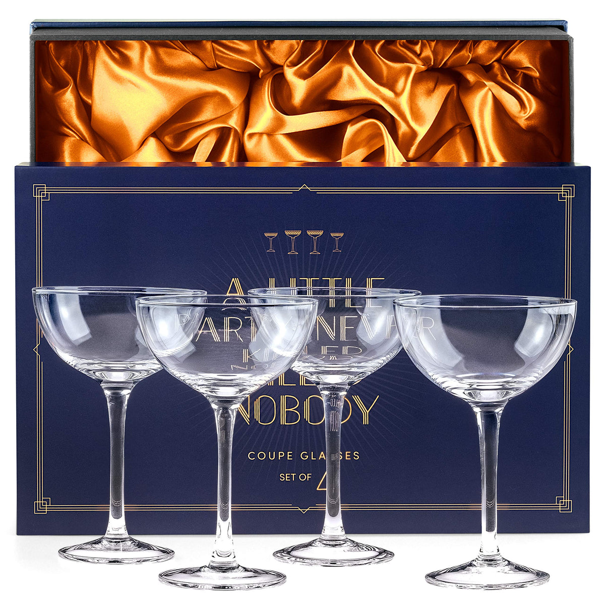 Set of 4 Vintage Crystal Champagne Coupe Glasses Y44242